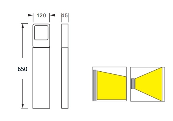 ขนาดโคมไฟเสาสนาม LAREN LED 6W