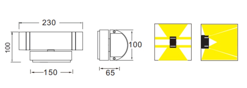 ขนาดโคมไฟติดผนัง outdoor wall light FENIX-2 GU10