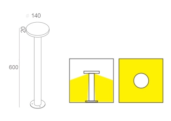 ขนาดโคมไฟ-Outdoor-bollard-LED-7W